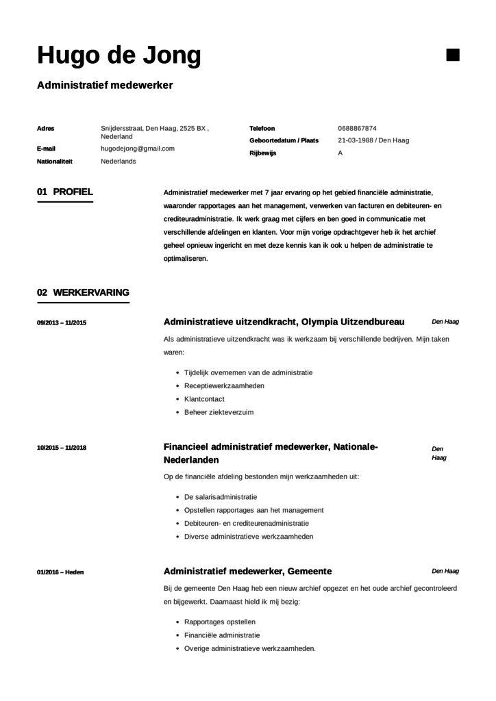 Voorbeeld CV Administratief medewerker (11)