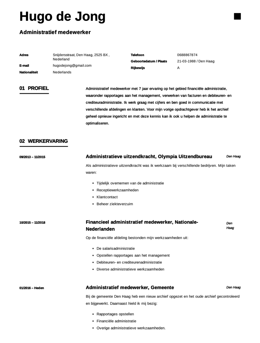 Voorbeeld CV Administratief medewerker (11)
