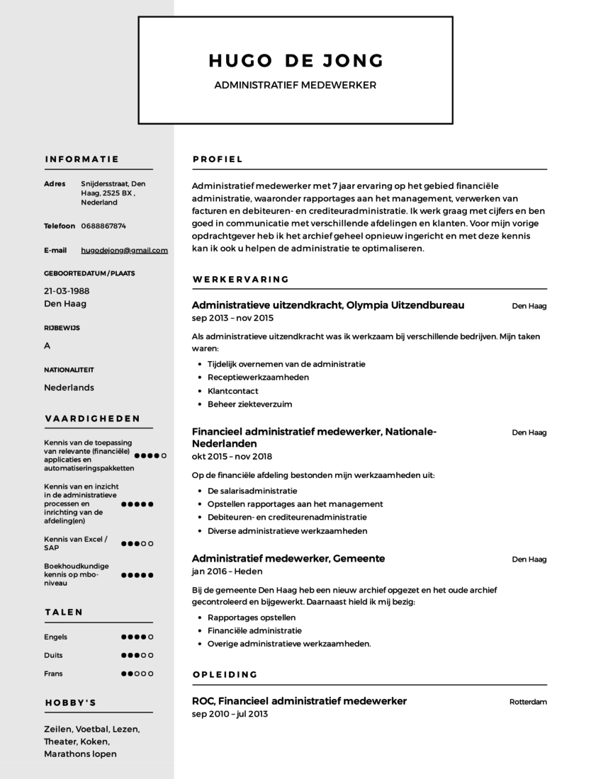 Voorbeeld CV Administratief medewerker (5)