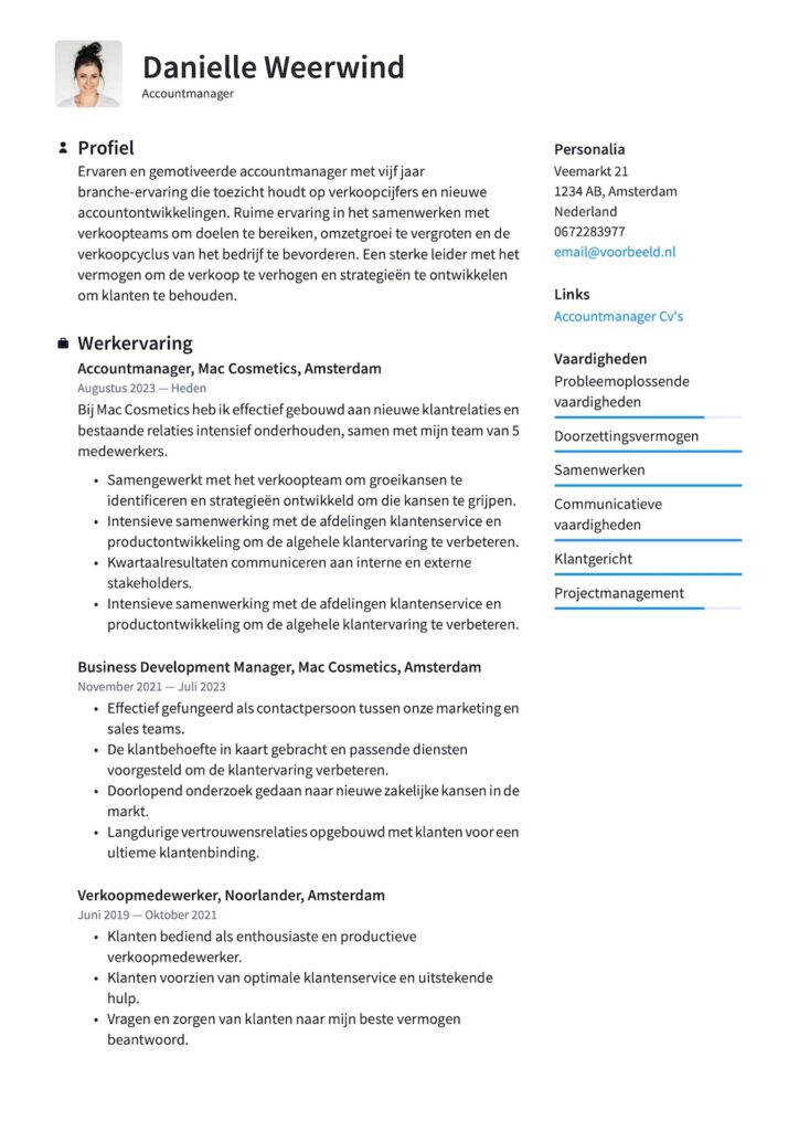 Account manager Cv